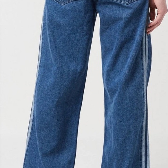 adidas Men's Denim Track Jeans in Blue with Side Stripes - Picture 2 of 6